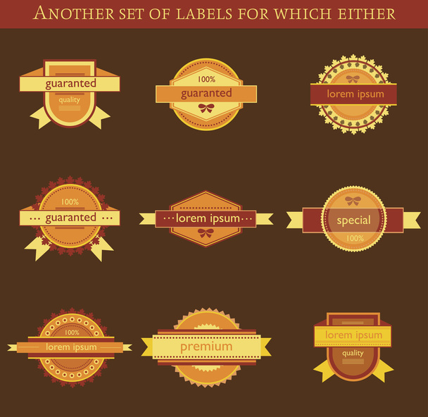 Retro vector labels and badges on brown background - Vector, Image