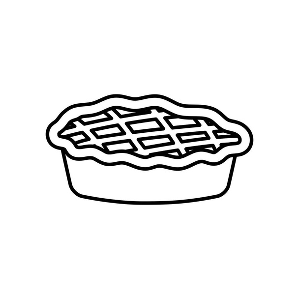 sweet pie dessert on white background thick line - Διάνυσμα, εικόνα