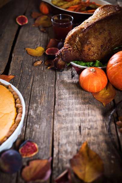 Pumpkin tart roast turkey home wine pumpkin fruit - Photo, Image