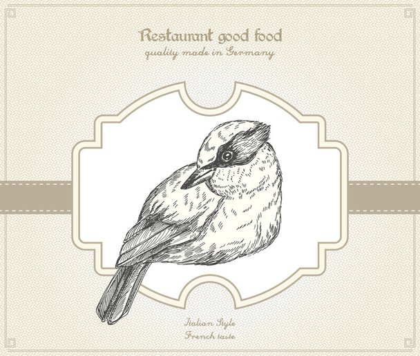Retro style restaurant card with bird - Vektori, kuva