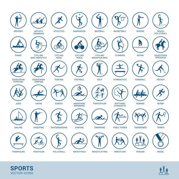 Iconos de disciplinas deportivas con símbolo de figura vectorial
 - Vector, imagen
