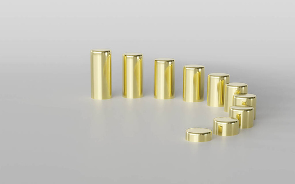 um cilindro de ouro abstrato fundo na frente de fundo branco 3d ilustração render
 - Foto, Imagem