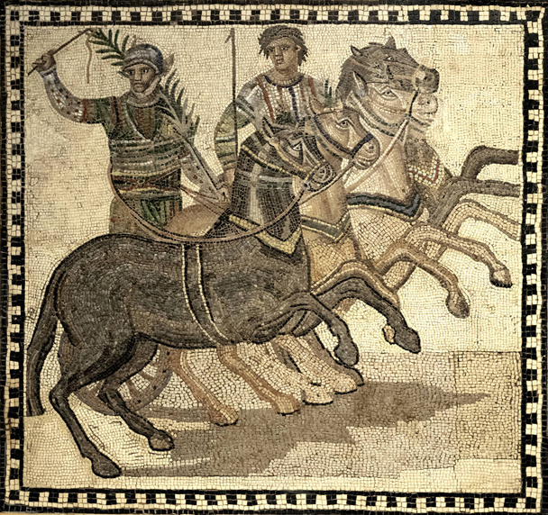 mosaico mostrando uma quadriga
 - Foto, Imagem