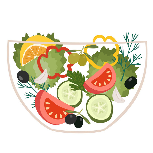 Vegetarian salad isolated on a white background. Vector illustration - Vector, afbeelding