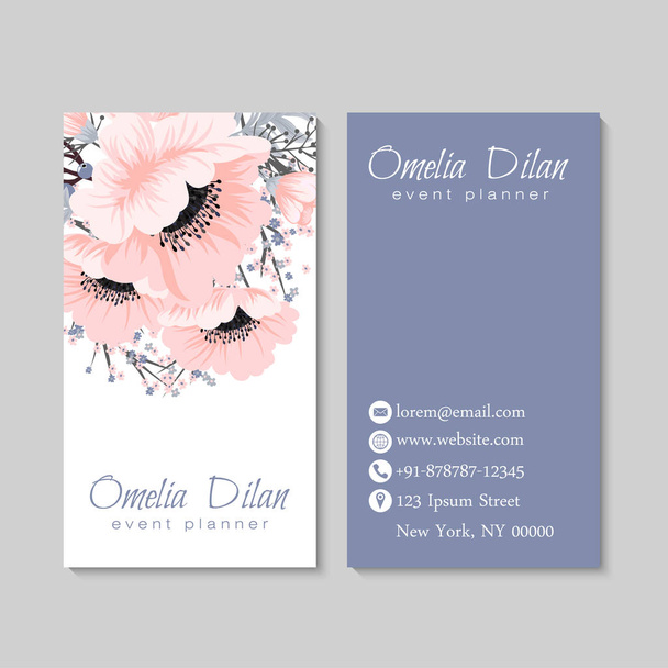 Flower business cards template - Vector, afbeelding