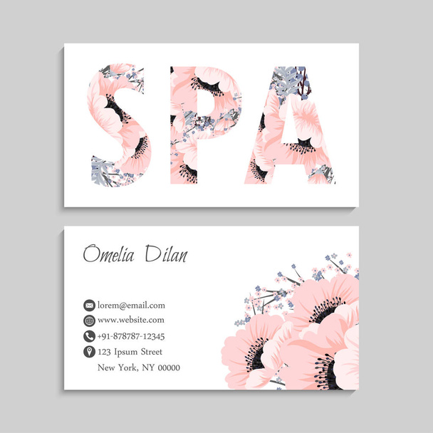 Flower business cards template - Vector, afbeelding