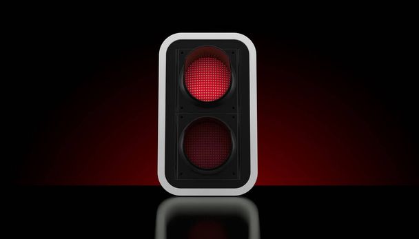 semáforo rojo sobre fondo negro
 - Foto, Imagen
