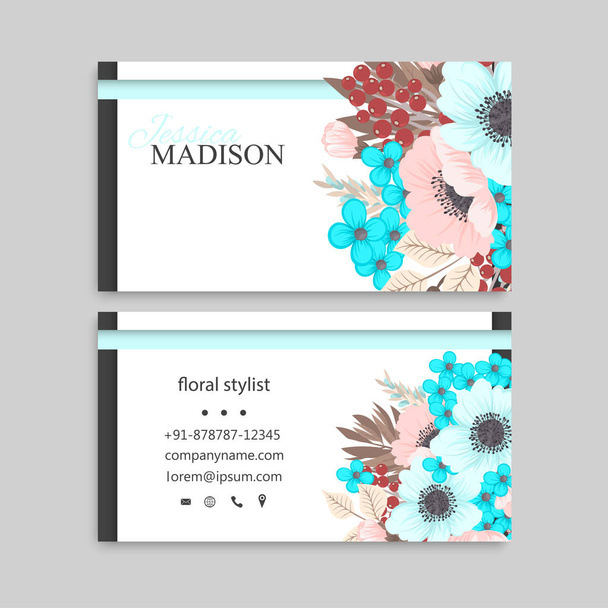 Flower business cards template - Vetor, Imagem