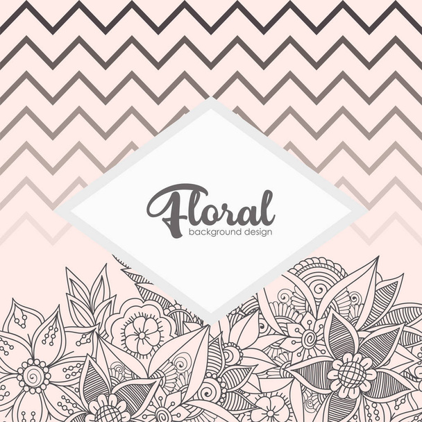Floral border background - white and black flowers - Vettoriali, immagini