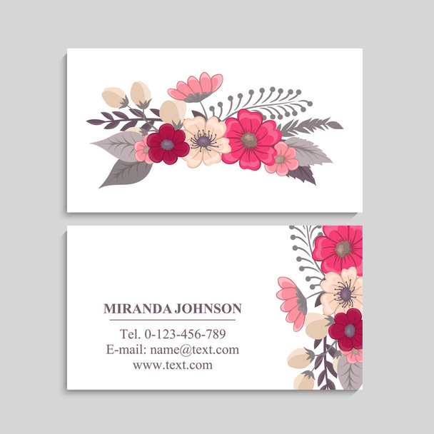 Flower business cards hot pink flowers - Вектор, зображення
