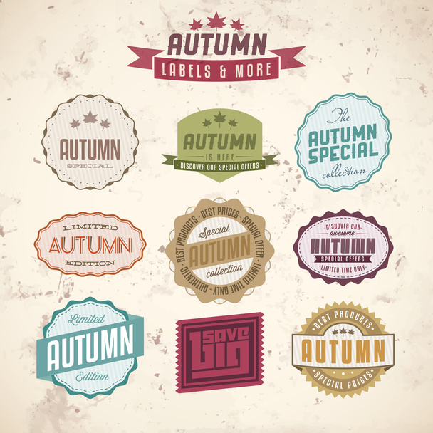 Conjunto de etiquetas vintage relacionadas con las ventas de otoño
 - Vector, imagen
