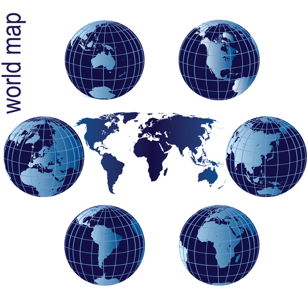 Набор Земных шаров и карта мира
 - Фото, изображение