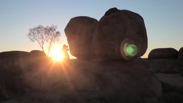 Devils Marbles at sunrise - Footage, Video