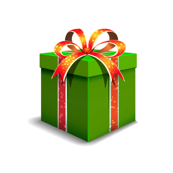 Festive gift box. Tied with a silvery blue ribbon - Vector, imagen