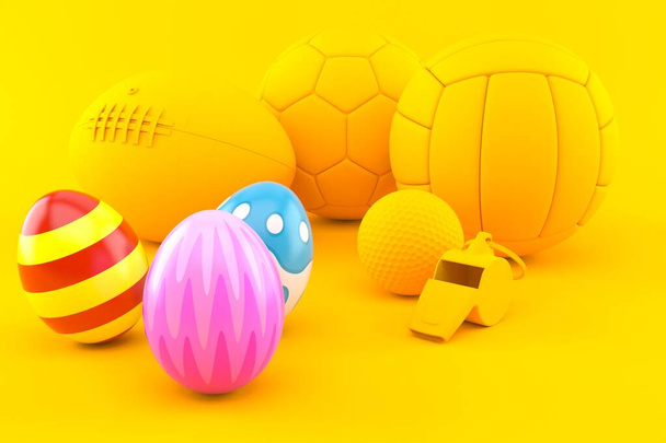 Fondo deportivo con huevos de Pascua
 - Foto, imagen