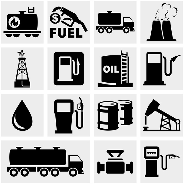 Oil vector icons set on gray. - Vector, Image