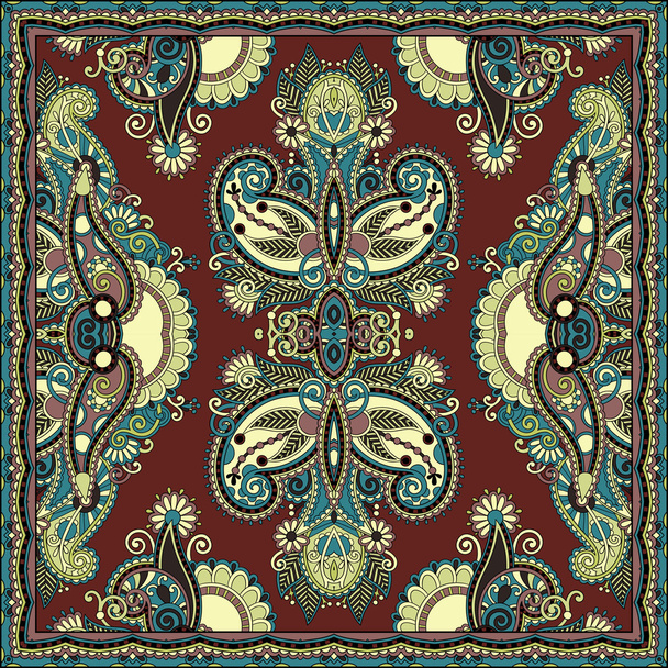 Traditional ornamental floral paisley bandanna. - Διάνυσμα, εικόνα