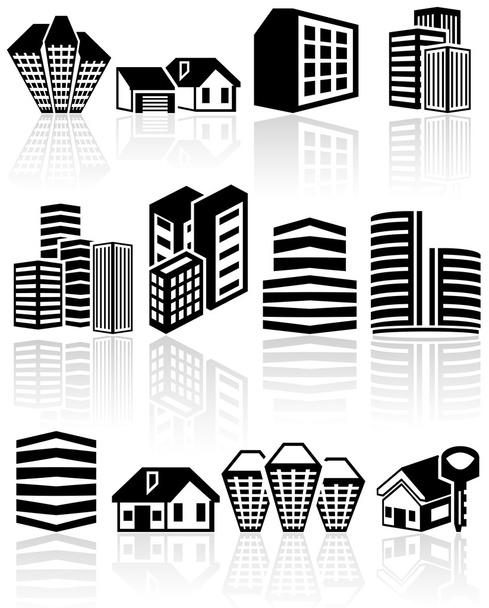Buildings vector icons set. EPS 10. - Vector, Image