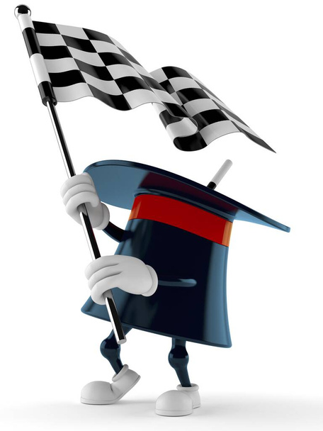 Чарівний персонаж капелюха махаючи гоночний прапор
 - Фото, зображення