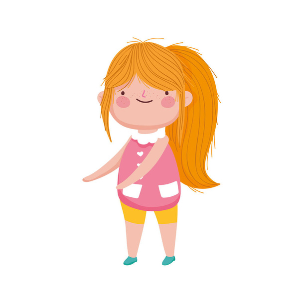 cute blonde little girl with ponytail - Вектор,изображение