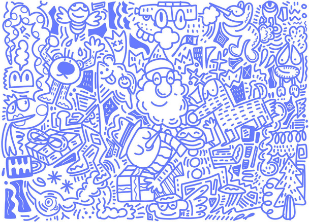 Illustrazione vettoriale di Doodle Natale sfondo disegno a mano
 - Vettoriali, immagini