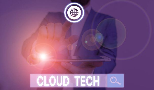 Текстовый текст Cloud Tech. Бизнес-концепция хранения и доступа к данным и программам через Интернет
. - Фото, изображение