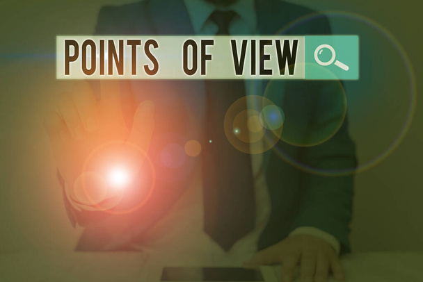 Teksti merkki osoittaa Points Of View. Käsitteellinen kuva Tulkinnan mielipide Arviointi Yksittäisen henkilön käsitys
. - Valokuva, kuva