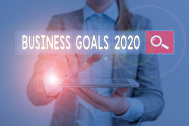 Tekst pisma ręcznego Cele biznesowe 2020. Koncepcja oznaczająca zaawansowane możliwości Terminowe oczekiwanie Cele. - Zdjęcie, obraz