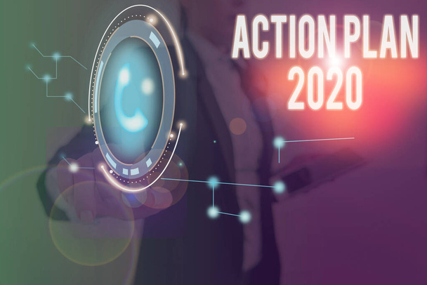 Word writing text action plan 2020. business concept for to do list enthält eine Reihe von Dingen, die im nächsten Jahr getan werden müssen. - Foto, Bild