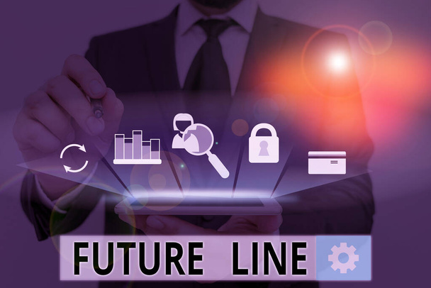 Texto de escritura Futuro Line. Concepto significado En el futuro Deuda por pagar en el futuro
. - Foto, Imagen