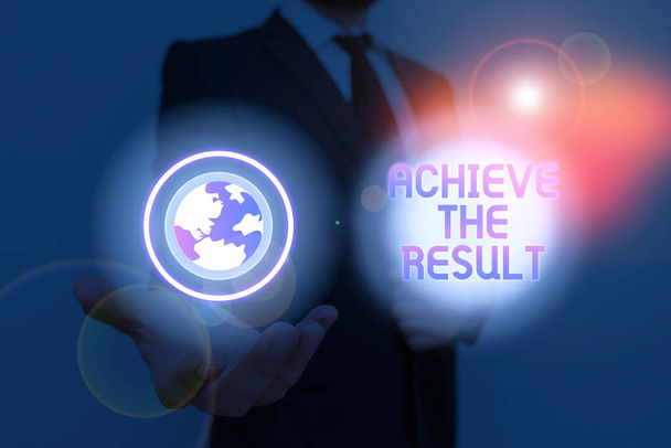 Text sign showing Achieve The Result. Conceptual photo Receive successful result from hard work make you happy. - Photo, Image