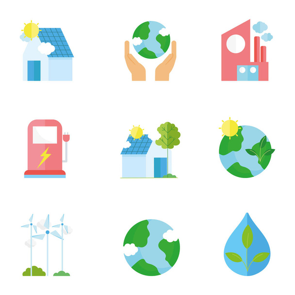 ecology renewable environment recycle icons collection - Вектор,изображение