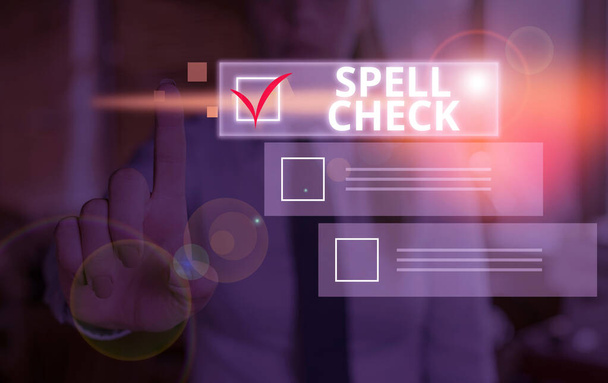 Conceptual hand writing showing Spell Check. Business photo text to use a computer program to find and correct spelling errors. - Photo, Image
