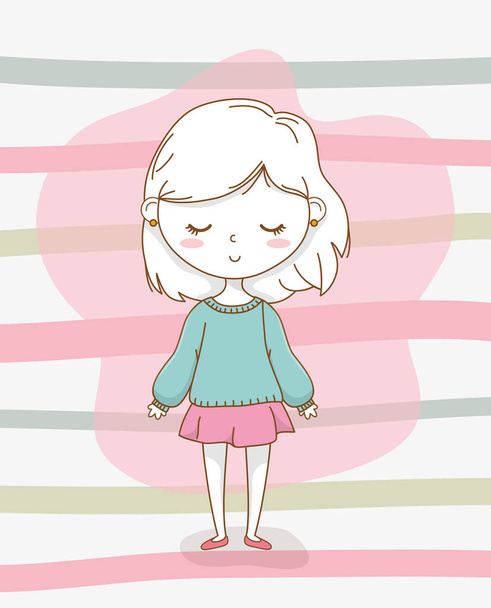 beautiful little girl with pastel colors - Vecteur, image
