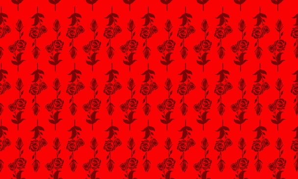 Fondo de patrón transparente rojo brillante con motivo arte flor roja oscura
. - Vector, imagen