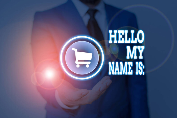 Escritura manual conceptual que muestra Hello My Name Is. Texto de la foto de negocios Presentándose a los demás Usted quiere mostrar que le llame
. - Foto, imagen