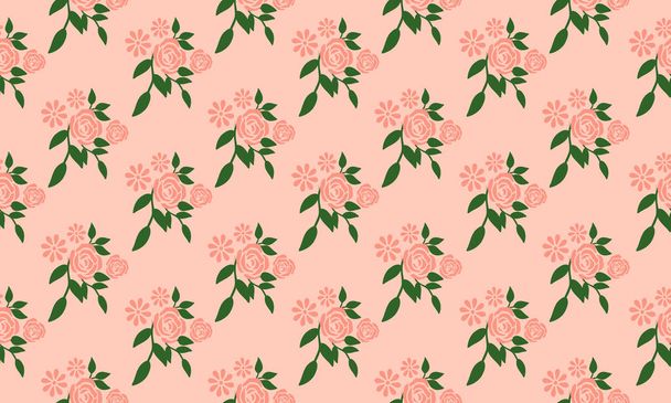 Elegant peach flower wallpaper on bright peach background. - Vektori, kuva