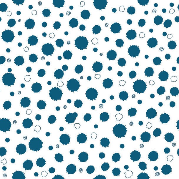 Seamless pattern with blue abstract spots, snowballs, blots. Vector illustration for the design of the winter season, festive Christmas background, banner, template. - Διάνυσμα, εικόνα