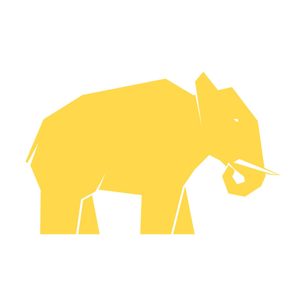 Yellow elephant isolated on white - Vector, Image