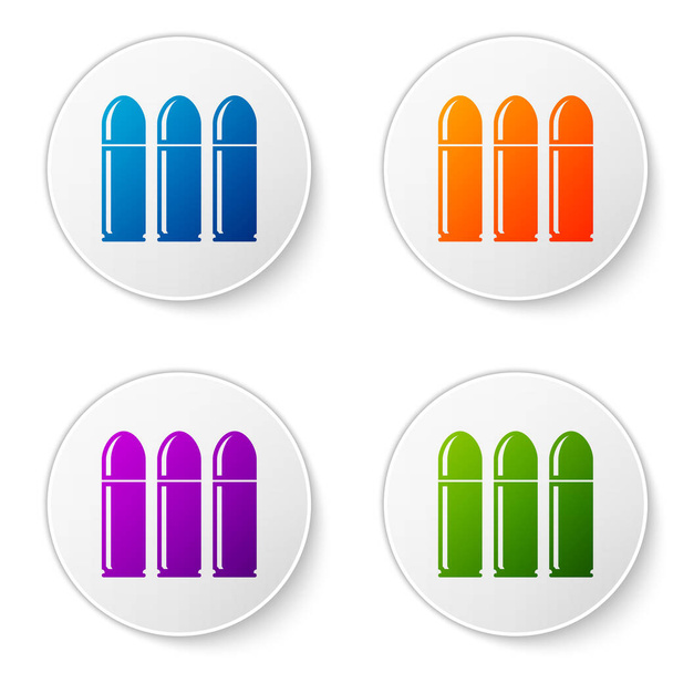 Ícone de bala de cor isolado no fundo branco. Definir ícones em botões de círculo. Ilustração vetorial
 - Vetor, Imagem