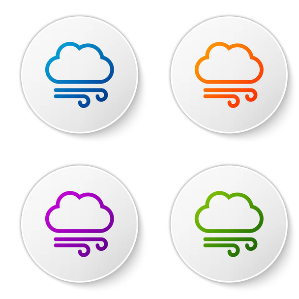 Color Windy weather icon isolated on white background. Cloud and wind. Set icons in circle buttons. Vector Illustration - ベクター画像