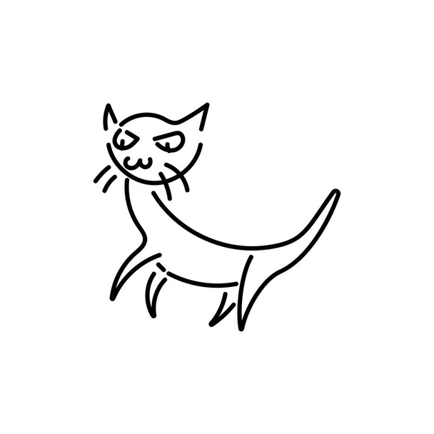 Un gatto divertente. Come il disegno della mano di un bambino. Doodle cucciolo gattino. Illustrazione vettoriale su sfondo bianco
 - Vettoriali, immagini