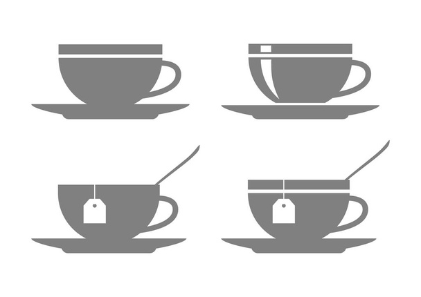 Teáscsésze vektor ikonok fehér alapon - Vektor, kép
