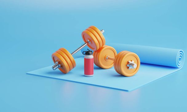 3D rendering fitness Equipment on color  background. - Valokuva, kuva
