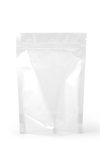 Transparante plastic rits zak verpakking. Geïsoleerd op witte achtergrond. - Foto, afbeelding