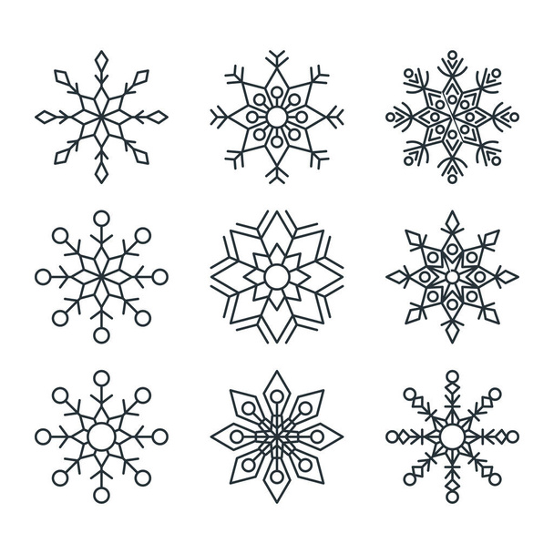 Ensemble de flocons de neige géométriques élégants et ajourés
. - Vecteur, image