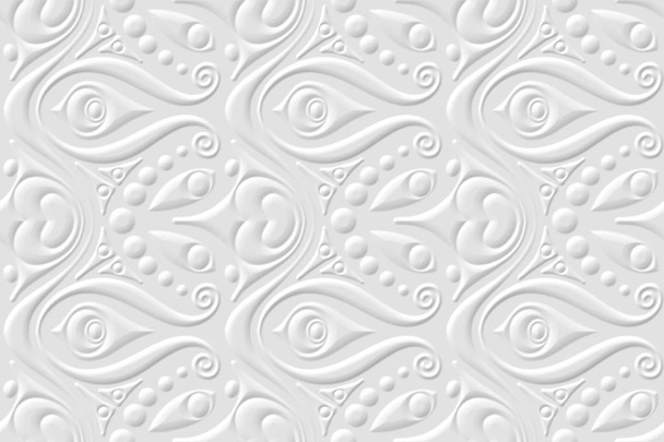 Bílá bezešvá geometrická textura. Origami papírový styl. 3D vykreslování pozadí. - Fotografie, Obrázek