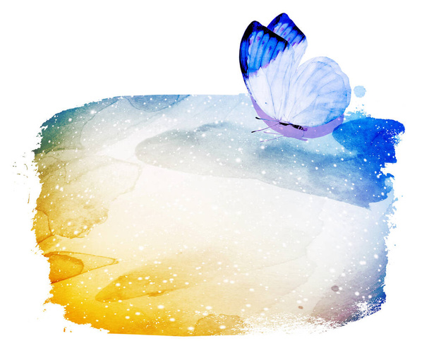 Aquarelle fond avec papillon sur blanc
 - Photo, image