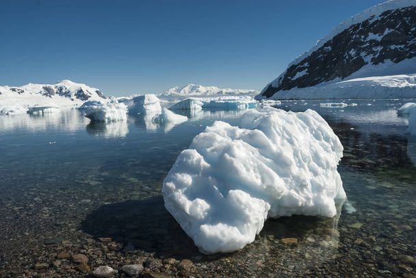 Море, льодовик і гірський ландшафт в затоці Неко (Антарктида).. - Фото, зображення