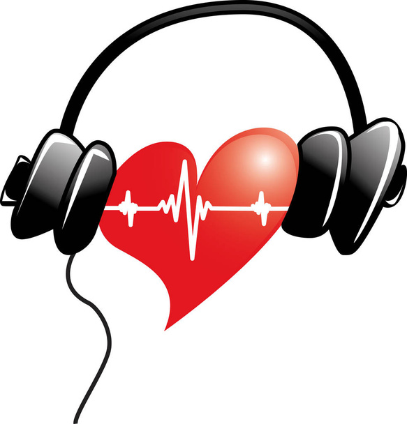 Este es un corazón escuchando música
 - Vector, Imagen